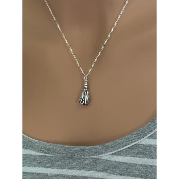Sterling Silver 3D Oxidized Graduation Tassel Charm Necklace - Picture 4 of 5